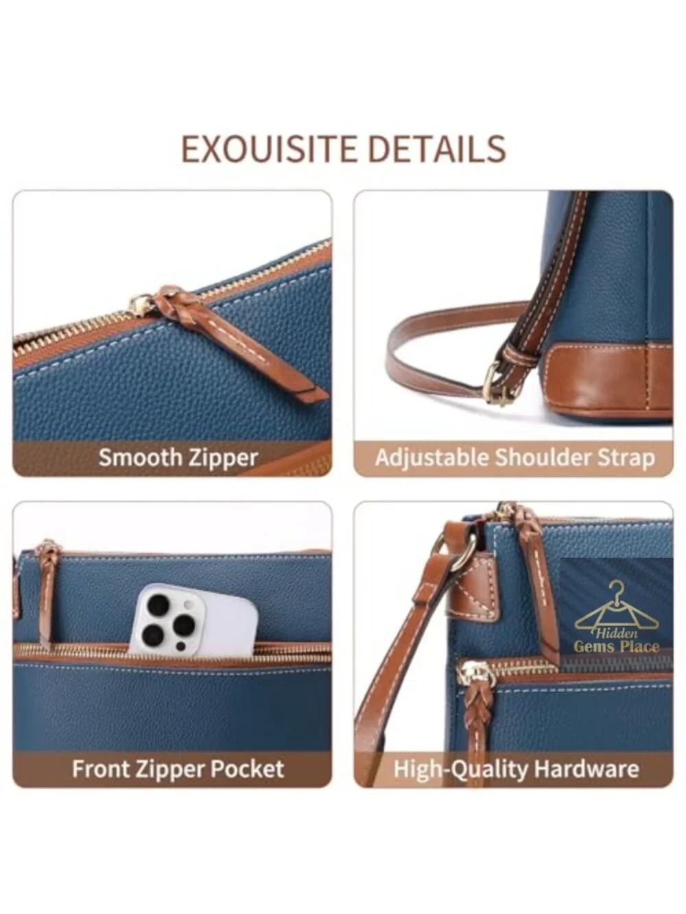 2PC Hobo Bags for Women Faux Leather Crossbody with Adjustable Strap